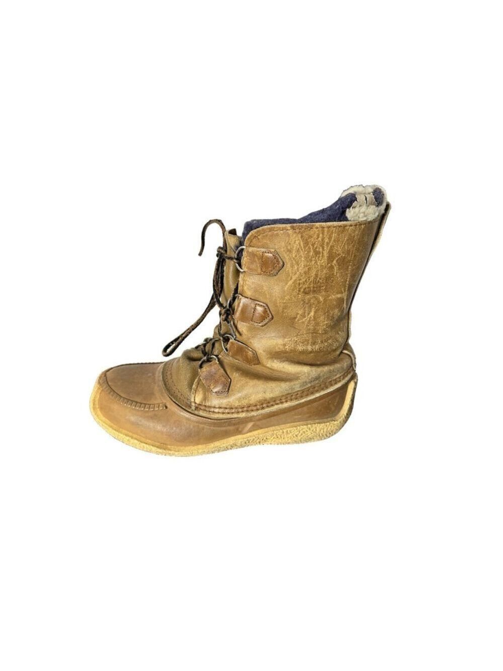 Vintage Sorel Chugalug Winter Boots Men’s 8 Tab Leather Lace Up Wool Lined Snow